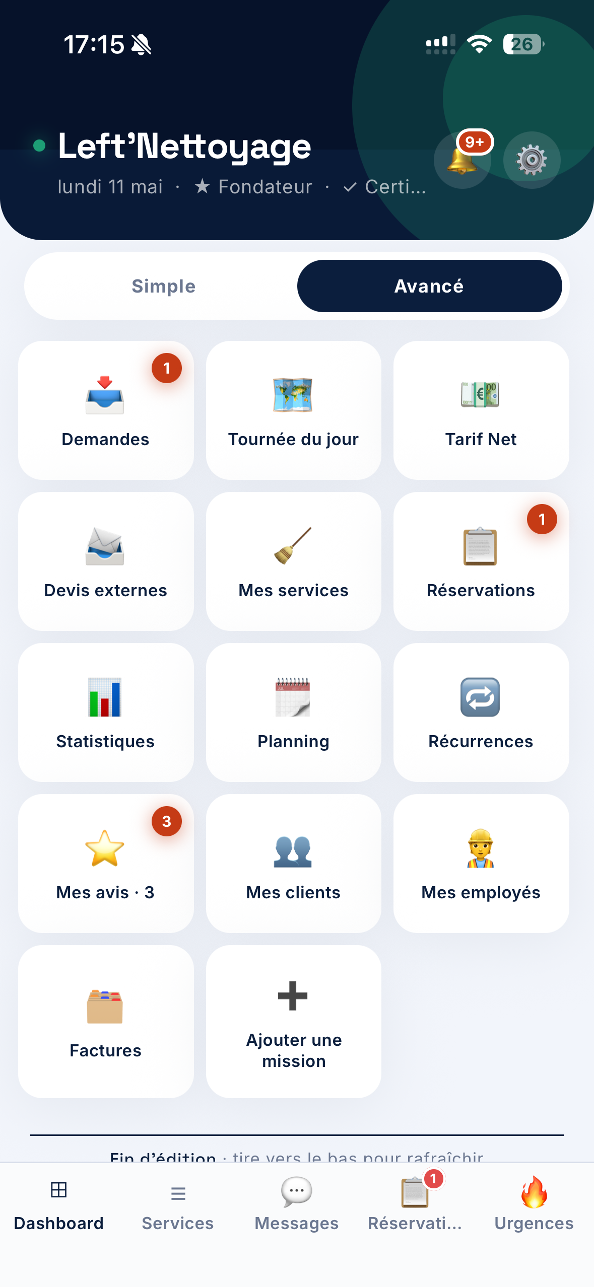Missions MCH : liste à venir / en cours / terminées